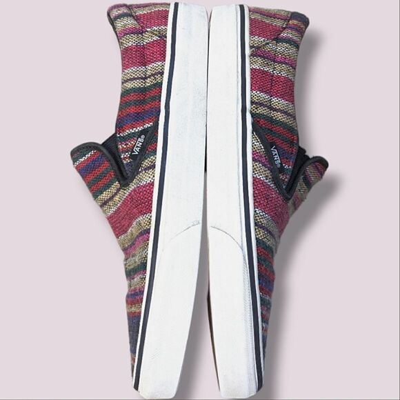 VANS Striped Canvas Slip On Skater Style Loafers size 42.5 Unisex - Picture 9 of 11